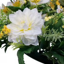 položky Věnec na dveře nástěnná dekorace květiny jiřiny Banksia bílá Ø35cm