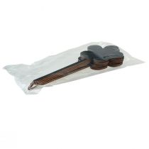 položky Sada miniaturních dřevěných plaketek s květinovými kolíky, černé, Ø10cm, 6dílná