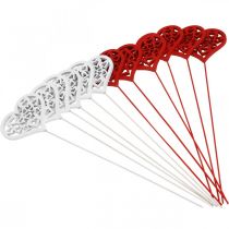 položky Květinová zátka srdce červená, bílá ozdobná zátka Valentýnská 7cm 12ks