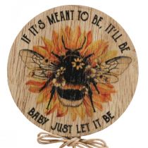 Květinová zátka dřevěná včelí ozdobná zátka s nápisem 7x27,5cm 12 kusů