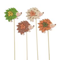 Květinová zátka dřevěná dekorace ježek hnědozelená 8×6cm 12ks