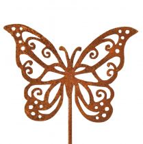 položky Květinová zátka kovová rez motýl dekorace 10x7cm