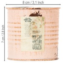 položky Dekorativní květináč, lososová plechová dóza na bylinky Ø8cm V7,5cm