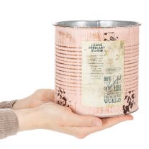položky Dekorativní květináč plechovka lososový kovový květináč Ø15,5 cm V15 cm