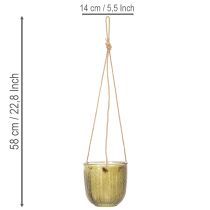 položky Skleněný květináč/závěsná lucerna, fialová/zelená, 14 cm, 2 kusy