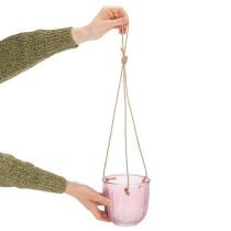 položky Skleněný květináč/závěsná lucerna, fialová/zelená, 14 cm, 2 kusy