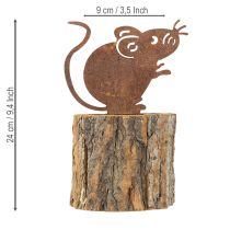 položky Dřevěný květináč s motivem kůry a myší rzi, výška 24 cm