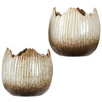 položky Květináč Keramické vajíčko Broken Cream Brown Ø11,5cm 2 ks