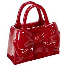 položky Dekorativní váza na kabelku s mašlí, lesklá, 22 cm
