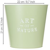 položky Zinkový květináč, kovový truhlík, mátově zelená, Ø22cm, V21cm