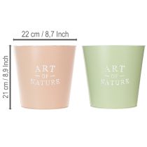 položky Dekorativní obaly na květináče Art of Nature, sada 2 ks, pastelová zelená a růžová, průměr 22 cm
