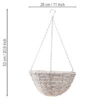 položky Květináč závěsný slaměný přírodní bílý Ø28cm H15cm 2ks