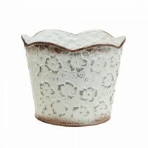 Květináč bílý kovový květináč Ø13cm H11,5cm