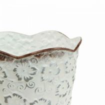 Květináč bílý kovový květináč Ø13cm H11,5cm
