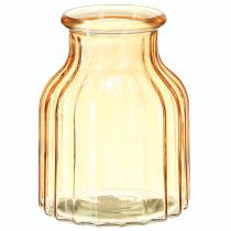 položky Váza na květiny skleněná oranžový retro design Ø11cm V14,5cm 2ks