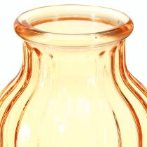 položky Skleněná váza na květiny oranžová, retro design, Ø11cm, V14,5cm, 2 ks