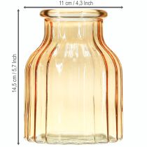 položky Skleněná váza na květiny oranžová, retro design, Ø11cm, V14,5cm, 2 ks
