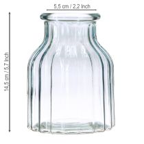 položky Vázy do skleněných květin s drážkami, modré, Ø11cm, V14,5cm, 2 ks