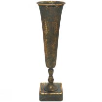 Podlahová váza kovová zlatošedá váza starožitného vzhledu Ø15,5cm H57cm