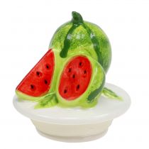 Skleněná bonboniéra s ovocným víčkem meloun H15,5cm