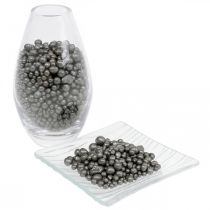 Metalické ozdobné korálky antracitové ozdobné granule kulaté 4-8mm 1l