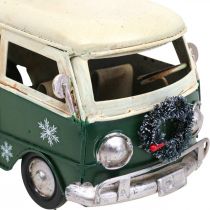 Vánoční dekorace auto Vánoční autobus vintage bus zelený 17cm