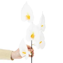 položky Umělá kala se žlutými tyčinkami, dekorativní květy, 35 cm, 10 kusů