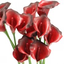 Calla red bordeaux umělé květiny v svazku 57cm 12ks