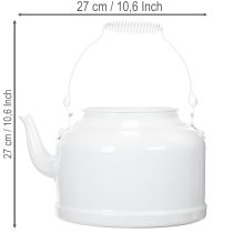 položky Okouzlující dekorativní konvice na čaj v bílé barvě, kovový květináč ve venkovském stylu, vintage květináč 27x20,5 cm