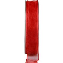 položky Šifonová stuha organzová stuha ozdobná stuha organza červená 25mm 20m