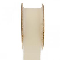 položky Šifonová stuha krémová látková stuha s třásněmi 40mm 15m