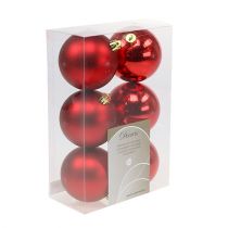 položky Červené plastové vánoční ozdoby, 8 cm, 6 kusů