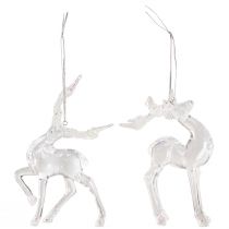položky Vánoční ozdoba na stromeček jelen dekorativní figurka akryl 12,5/15cm 2ks