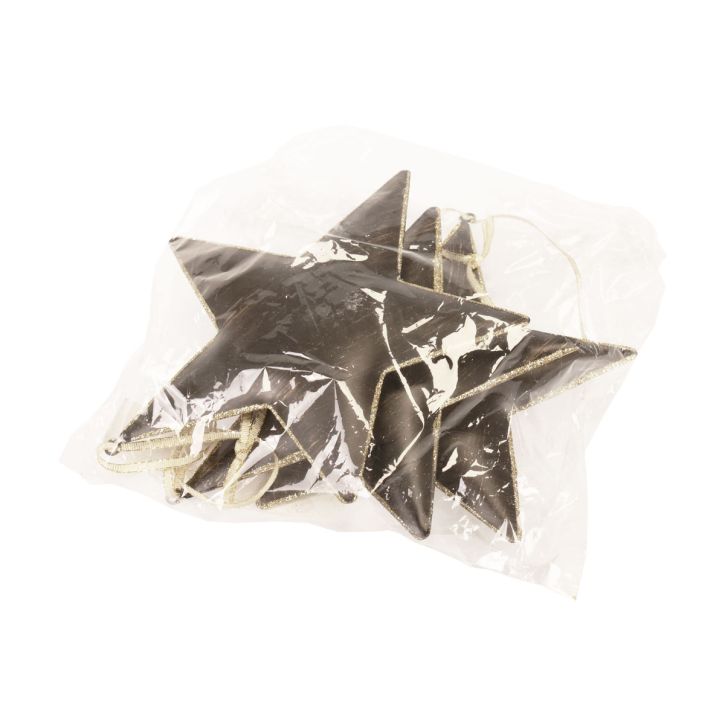 položky Ozdoba na vánoční stromeček dekorace hvězda kov černé zlato Ø15cm 3 ks