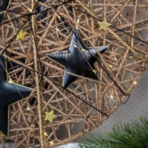 Ozdoby na vánoční stromeček dekorační hvězda kov černé zlato Ø11cm 4ks