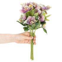 položky Umělá vánoční kytice růží s fialovými květy, 35 cm, 6 kusů
