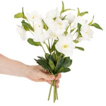 položky Vánoční růže Umělá květina Bílá dekorativní kytice umělých květin, 40 cm, 4 kusy
