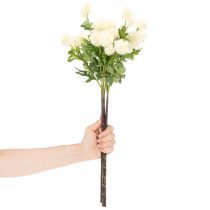 položky Umělý květ chryzantémy, krémově bílá kytice, dekorativní větvička, velká 56 cm, 4 kusy