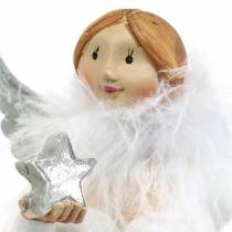 položky Dekorativní anděl se srdcem a hvězdou bílá, stříbrná Ø7,5 V15cm 2ks