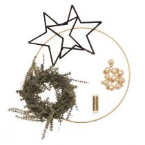 DIY krabička dekorace na okno Vánoční černý zlatý drát Ø30cm