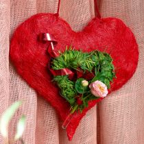 položky Dekorace srdce sisalové srdce se sisalovými vlákny v červené barvě 40x40cm