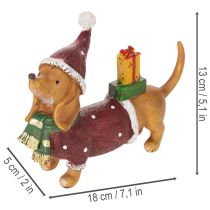 položky Dekorativní figurka jezevčíka s dárkovým balením a kloboukem, 18 cm