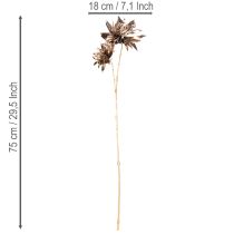 položky Umělý květ jiřiny, s dlouhým stonkem a dvěma květy, 75 cm