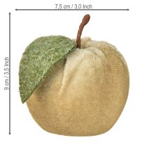 položky Dekorativní jablečný samet s listy hnědožlutý Ø7,5 cm V9 cm 9 ks