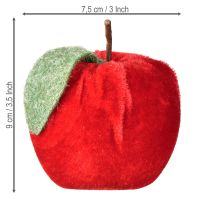 položky Dekorační látka na jablka s listovým sametem a plstí červená Ø7,5 cm V9 cm 9 ks