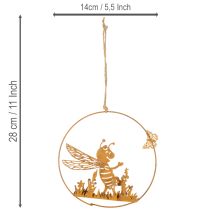 položky Dekorativní kovová včela, rezavá úprava, zahradní dekorace k zavěšení, Ø14cm, 4 kusy