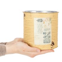 položky Dekorativní plech, meruňkový, kovový květináč, letní dekorace, Ø15,5 cm V15 cm