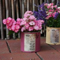 položky Vintage květináč dekorativní truhlík fialová kovová letní dekorace Ø11cm V10,5cm