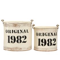 položky Dekorativní kbelík s uchem „Original 1982“ krémová Ø12/10cm sada 2×2 dílů