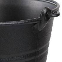 položky Ozdobné vědro kovové květináče s rukojetí černé Ø14cm 3ks